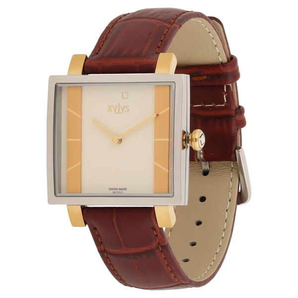 Xylys Swiss Analog Brown Leather Strap and Champagne Dial Watch For Men - image number 1