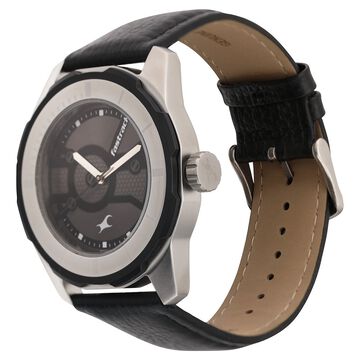 Fastrack Quartz Analog Black Dial Leather Strap Watch for Guys