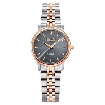 Roamer Classico Ladies Quartz Analog Grey Dial Two Toned Stainless Steel Strap Watch For Women