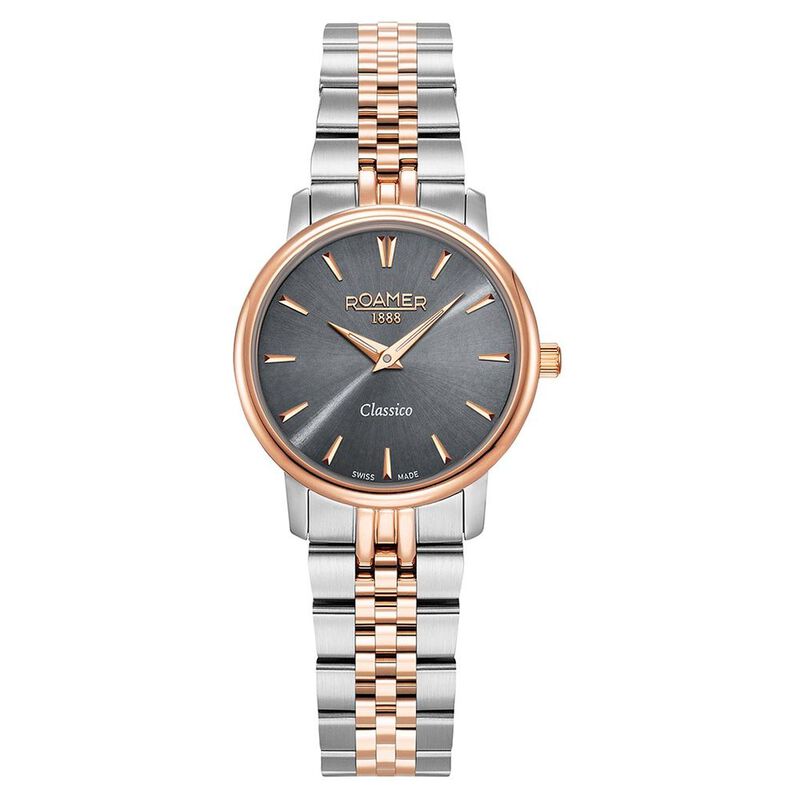 Roamer Classico Ladies Quartz Analog Grey Dial Two Toned Stainless Steel Strap Watch For Women
