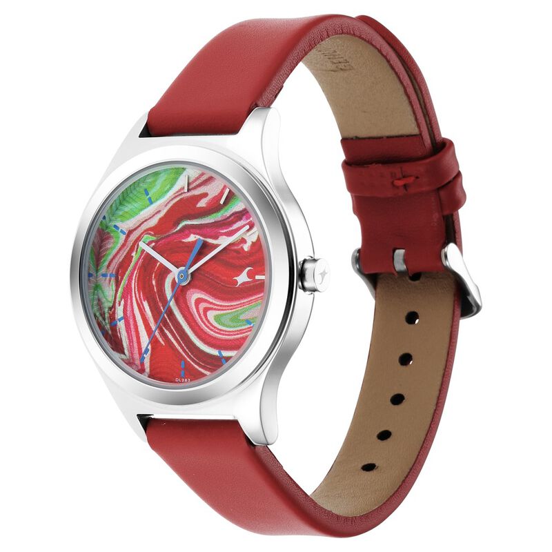 Fastrack Stunners Quartz Analog Multicoloured Dial Leather Strap Watch for Girls - image number 2