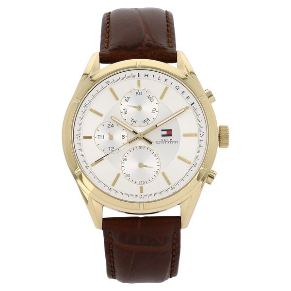 Tommy Hilfiger Quartz Analog Silver Dial Leather Strap Watch for Men - image number 0