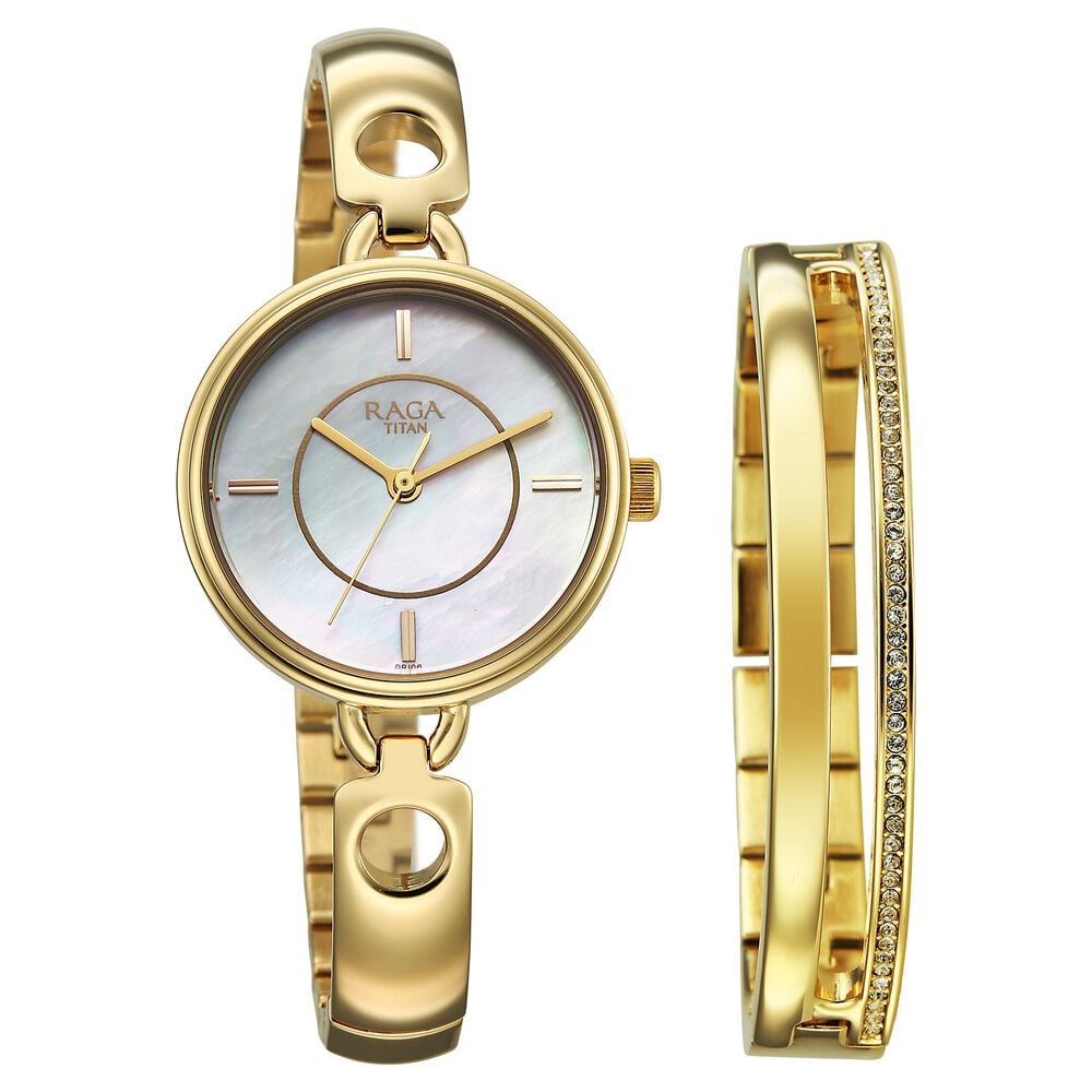Titan Raga Contempore Quartz Analog Mother of Pearl Dial Metal Strap Watch For Women-image-45