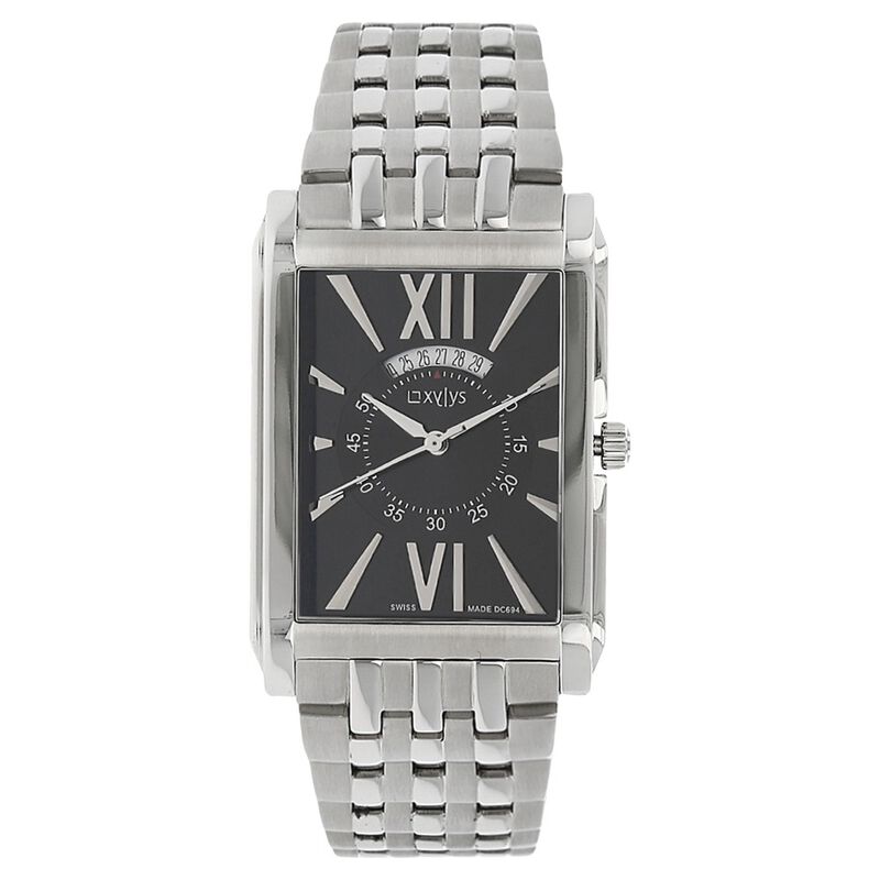 Xylys Swiss Analog with Date Silver Stainless Steel Strap and Black Dial Watch For Men