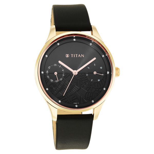 Titan Wander Black Dial Analog Leather Strap watch for Women - image number 0