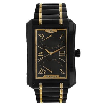 Titan Quartz Multifunction Black Dial Stainless Steel Strap Watch for Men