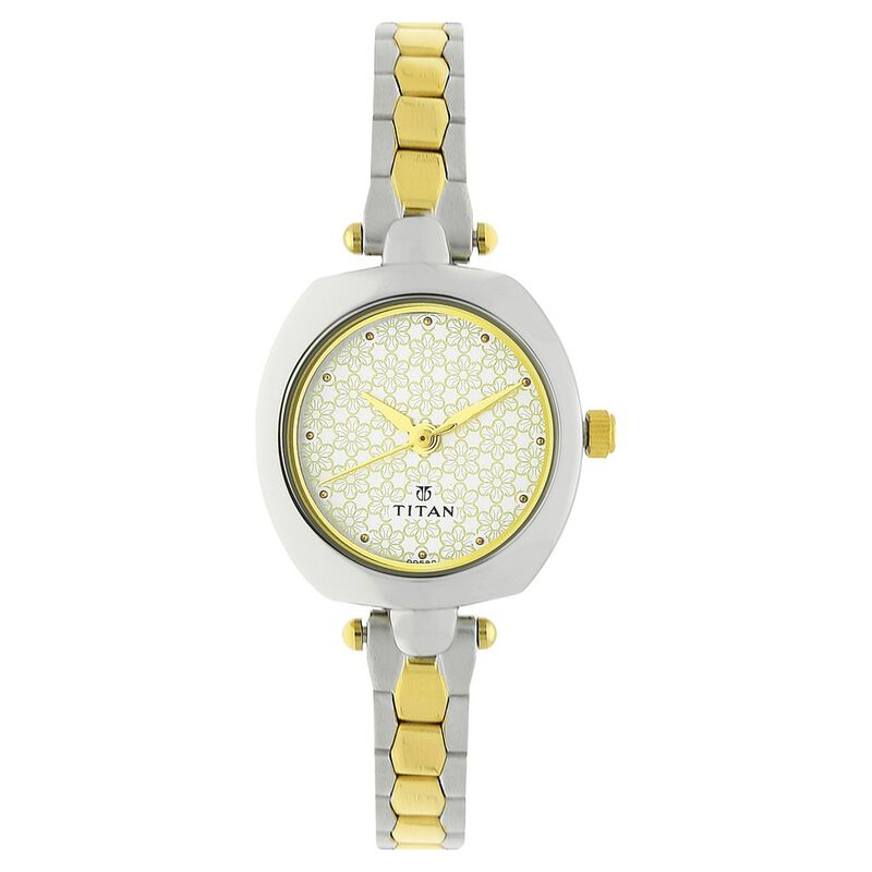 Titan Quartz Analog Silver Dial Stainless Steel Strap Watch for Women