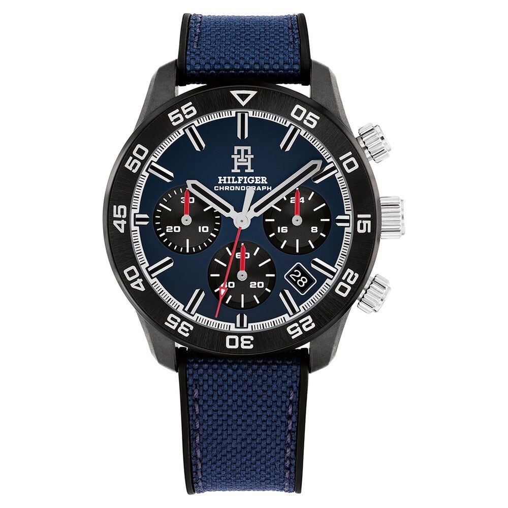Tommy Hilfiger Quartz Chronograph Blue Dial Black Silicone Strap Watch For Men-picture-24