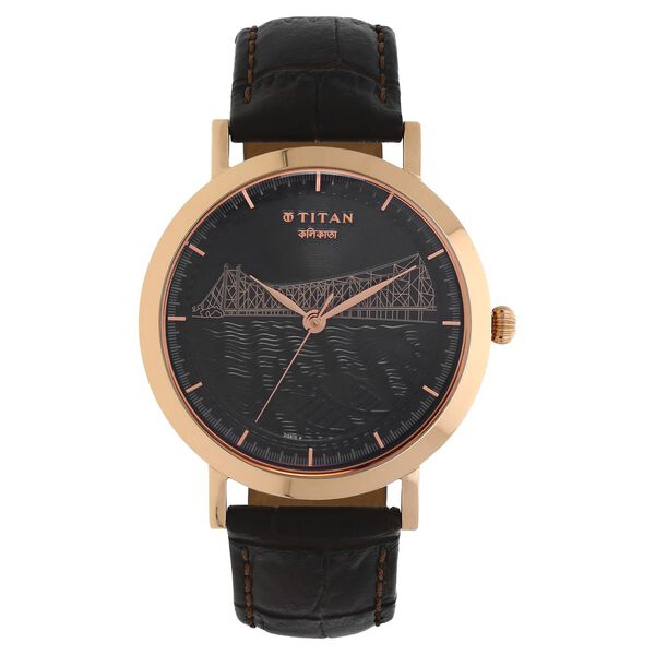 Titan Forever Kolkata Black Dial Analog Leather Strap watch for Men - image number 0