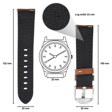 22 mm Brown Genuine Leather Straps for Men
