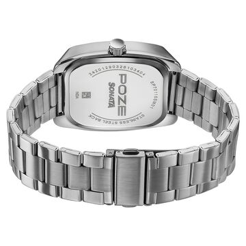 Poze Poze Quartz Analog Mustard Dial Silver Metal Strap Watch For Men