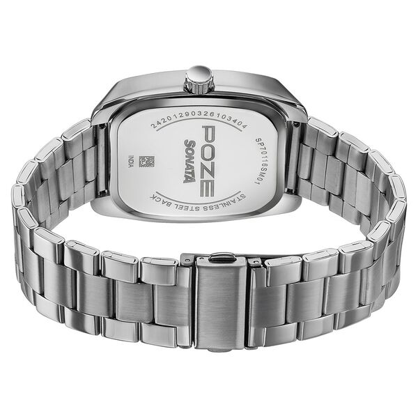 Poze Poze Quartz Analog Mustard Dial Silver Metal Strap Watch For Men - image number 6