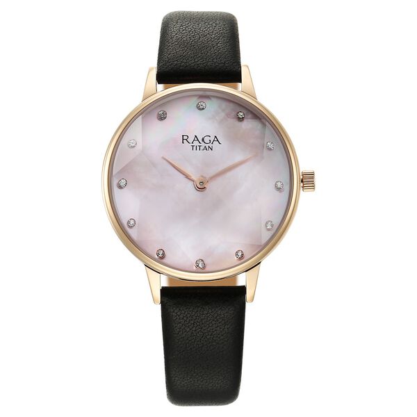 Titan Raga Showstopper Quartz Analog Mother Of Pearl Dial Leather Strap Watch for Women - image number 0