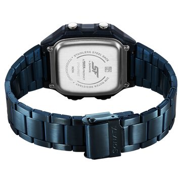 Sonata Hexa Digital Black Dial Blue Color Stainless Steel Strap Watch For Unisex