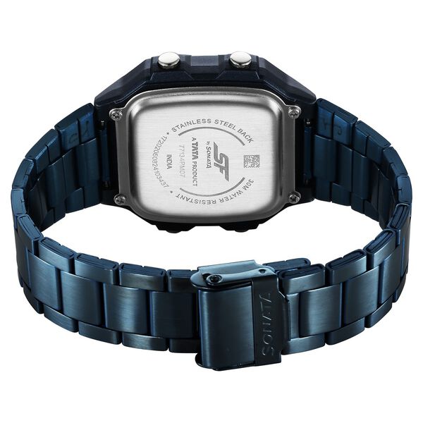 Sonata Hexa Digital Black Dial Blue Color Stainless Steel Strap Watch For Unisex - image number 3