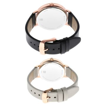 Titan Memento Grey Dial Analog Leather Strap Watch for Couple