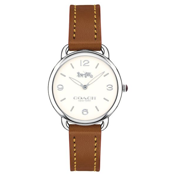 Coach Quartz Analog Off White Dial Leather Strap Watch for Women - image number 0