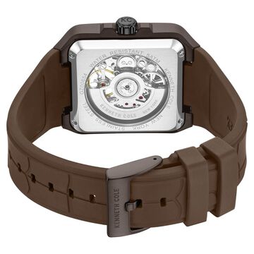 Kenneth Cole Automatic With Self Winding Automatic With Self Winding Brown Dial Silicone Strap Watch For Men