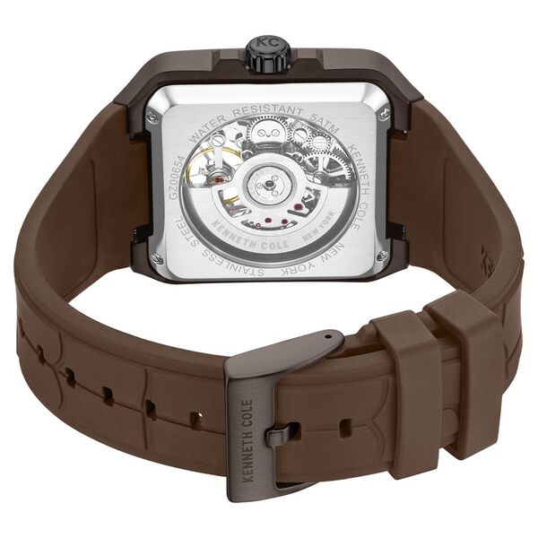 Kenneth Cole Automatic With Self Winding Automatic With Self Winding Brown Dial Silicone Strap Watch For Men - image number 4