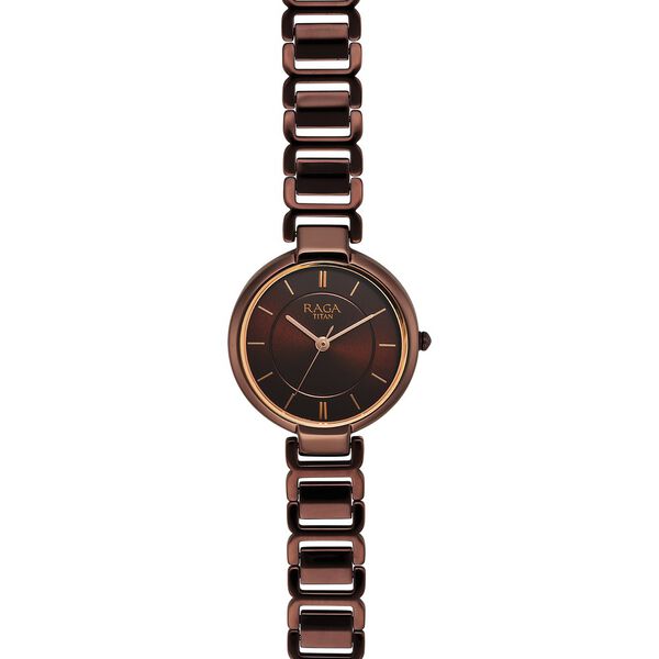 Titan Raga Delight Quartz Analog Brown Dial Brown Metal Strap Watch For  Women