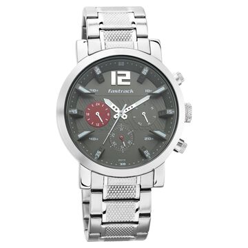 Fastrack Fastfit Quartz Multifunction Grey Dial Stainless Steel Strap Watch for Guys