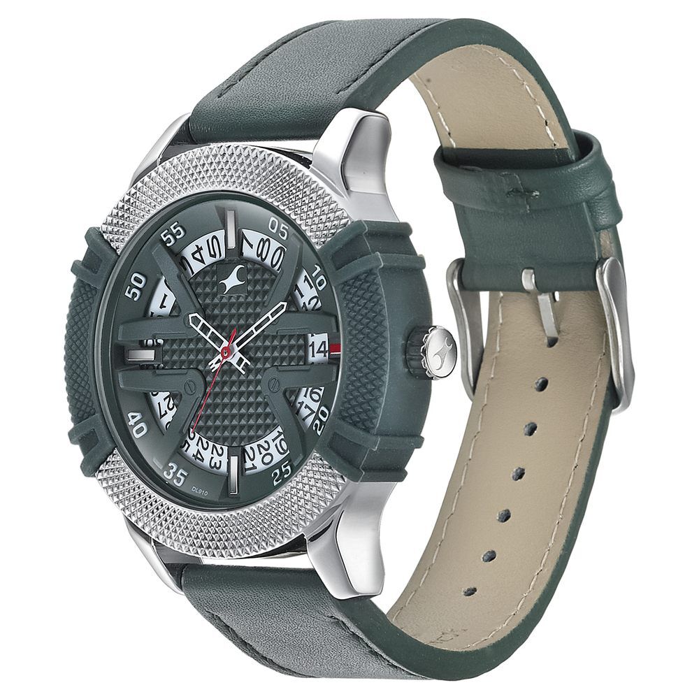 Buy Online Fastrack Dial It Up Quartz Multifunction Green Dial Leather Strap Watch for Guys 3223kl02 p Titan