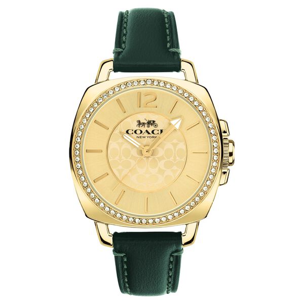 Coach Quartz Analog Golden Dial Leather Strap Watch for Women - image number 0