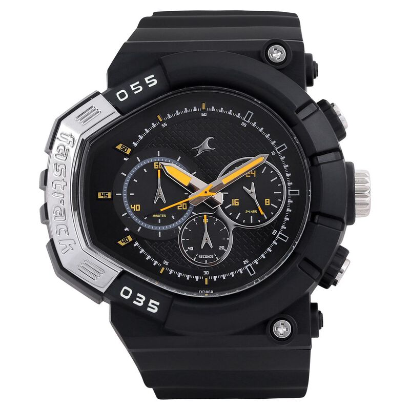 Buy Online Fastrack Quartz Chronograph Black Dial Plastic Strap Watch