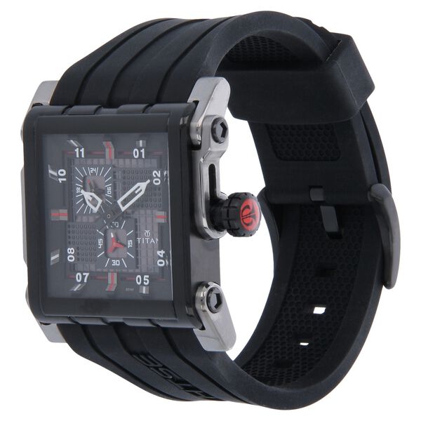 Titan Quartz Multifunction Black Dial Silicone Strap Watch for Men - image number 1