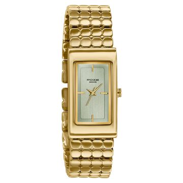 Poze Poze Quartz Analog Green Dial Golden Metal Strap Watch For Women