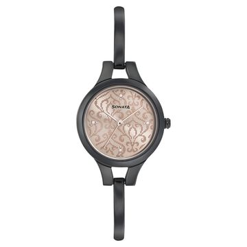 Sonata Onyx Pink Dial Women Watch With Stainless Steel Strap