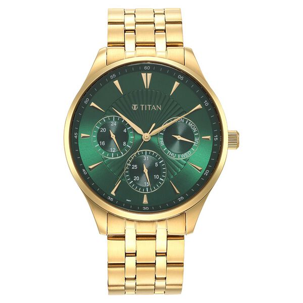 Titan Opulent Green Dial Quartz Multifunction Stainless Steel Strap watch for Men - image number 1