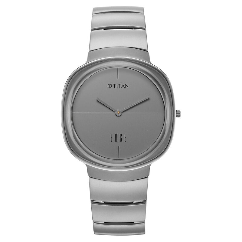 Edge Squircle Titanium Grade 5 Quartz Analog Matte Grey Dial Titanium Strap Watch For Men