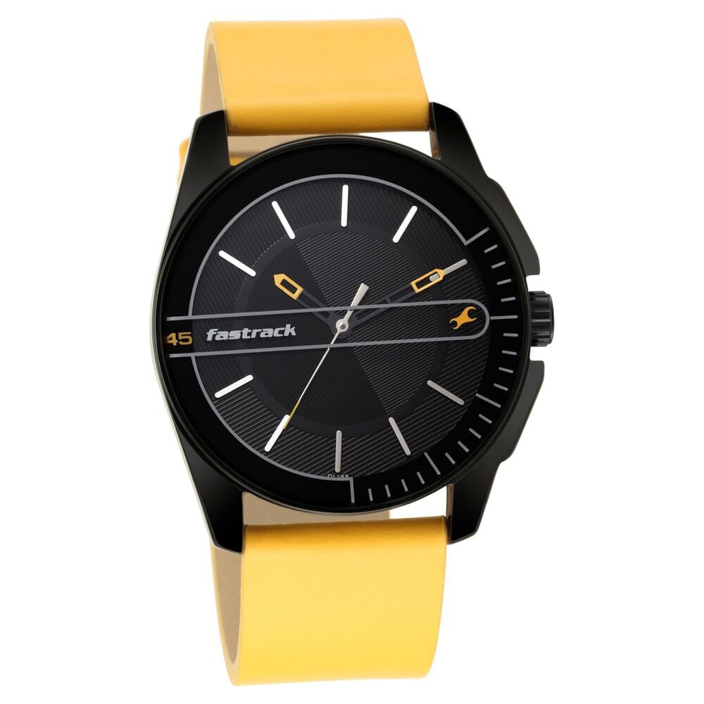 Fastrack Wear Your Look Quartz Analog Black Dial Leather Strap Watch for Guys-picture-20