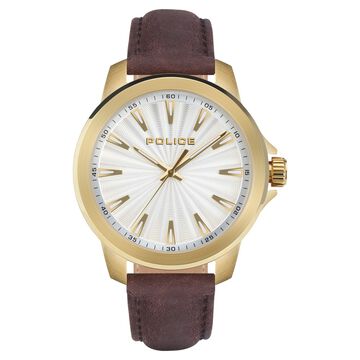 Police Silver Dial Brown Strap Analog Watch for Men