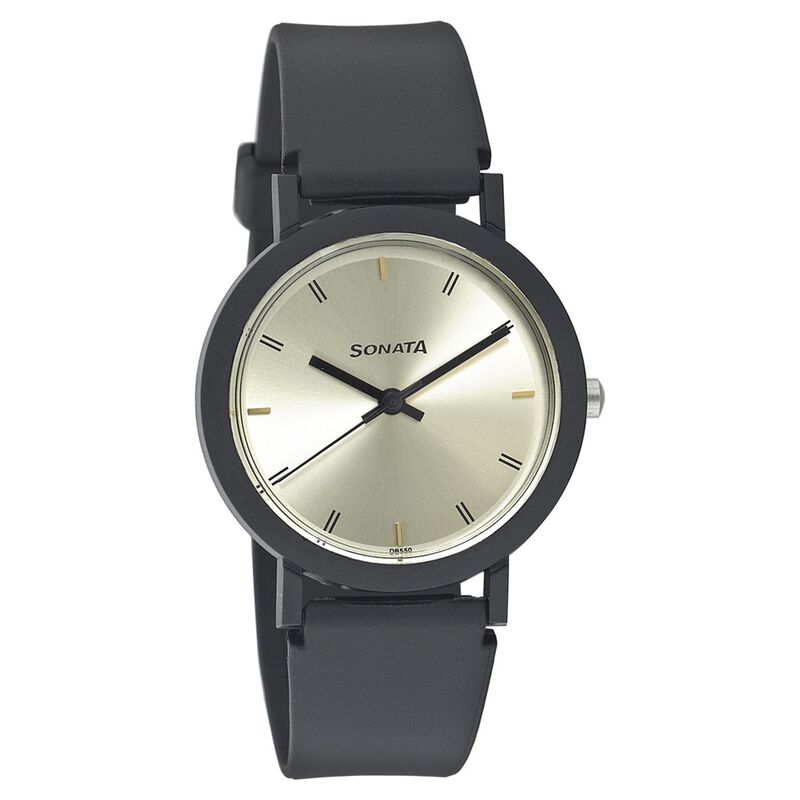 Sonata Quartz Analog Champagne Dial Strap Watch for Men