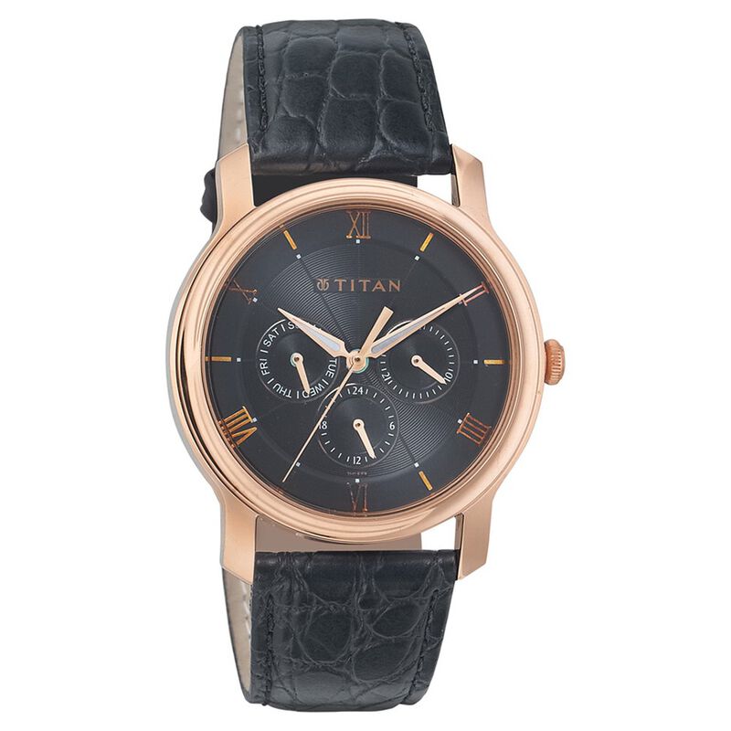 Titan Quartz Multifunction Black Dial Watch for Men