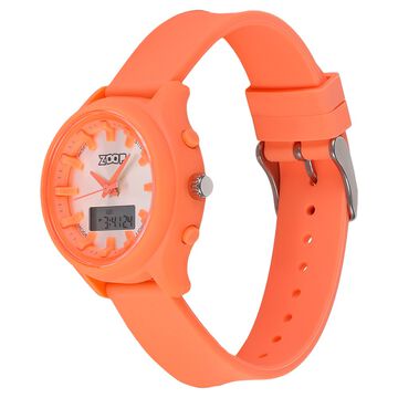 Zoop Ana-Digi Watch with Silver Dial & Orange Strap for Girls Kids, from House of Titan