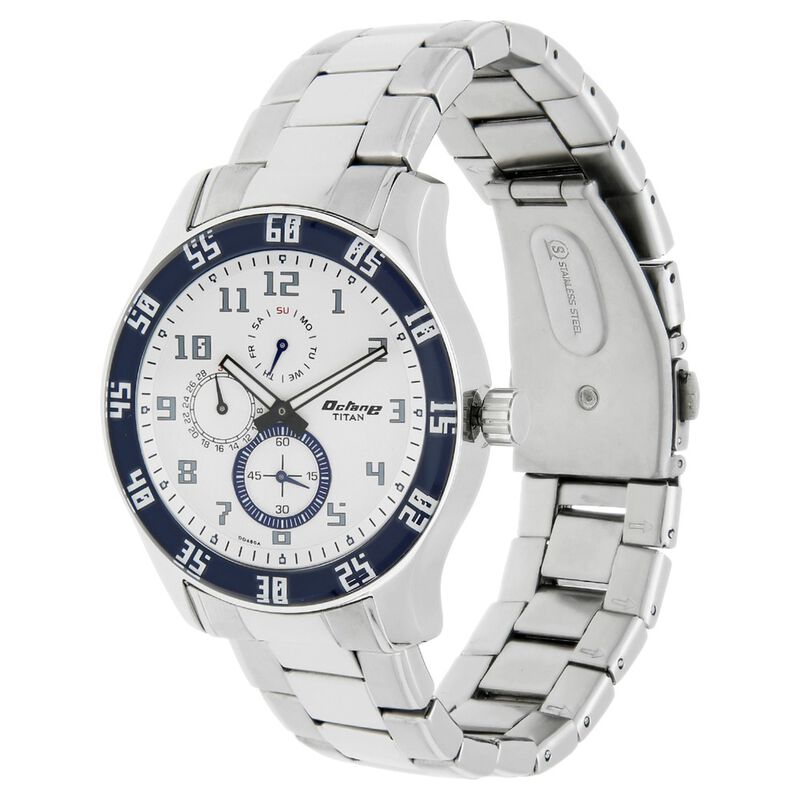Titan Octane Silver Dial Quartz Multifunction Stainless Steel Strap Watch for Men - image number 1