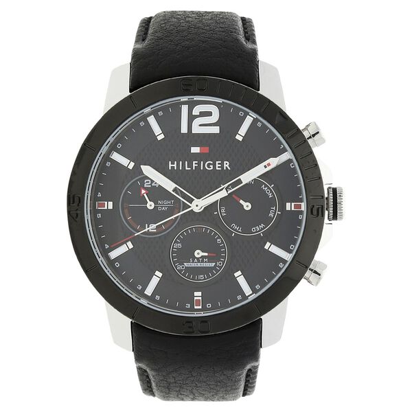 Tommy Hilfiger Quartz Multifunction Black Dial Leather Strap Watch for Men - image number 0