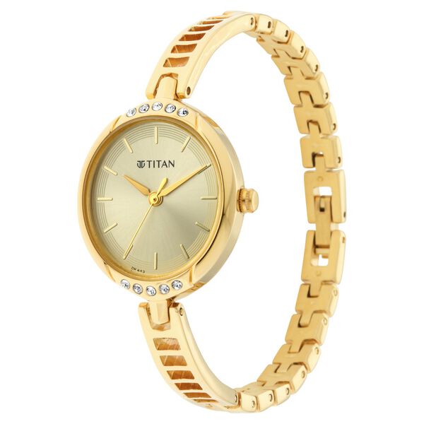 Titan Quartz Analog Golden Dial Metal Strap Watch for Women - image number 2