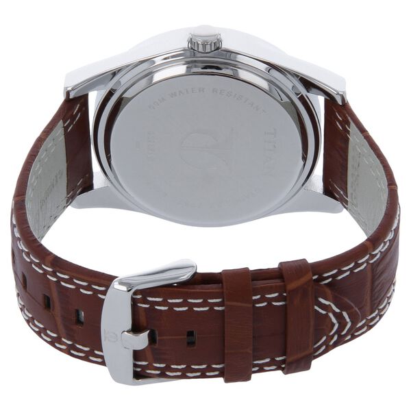 Titan Quartz Multifunction Silver Dial Leather Strap Watch for Men - image number 3