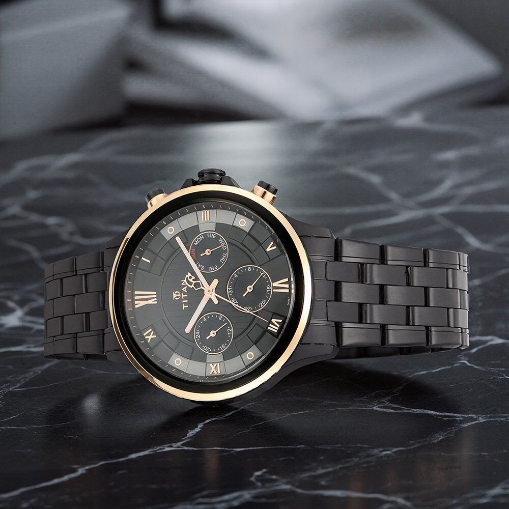 Titan Grandmaster Black Dial Quartz Multifunction Metal Strap watch for Men-image-15