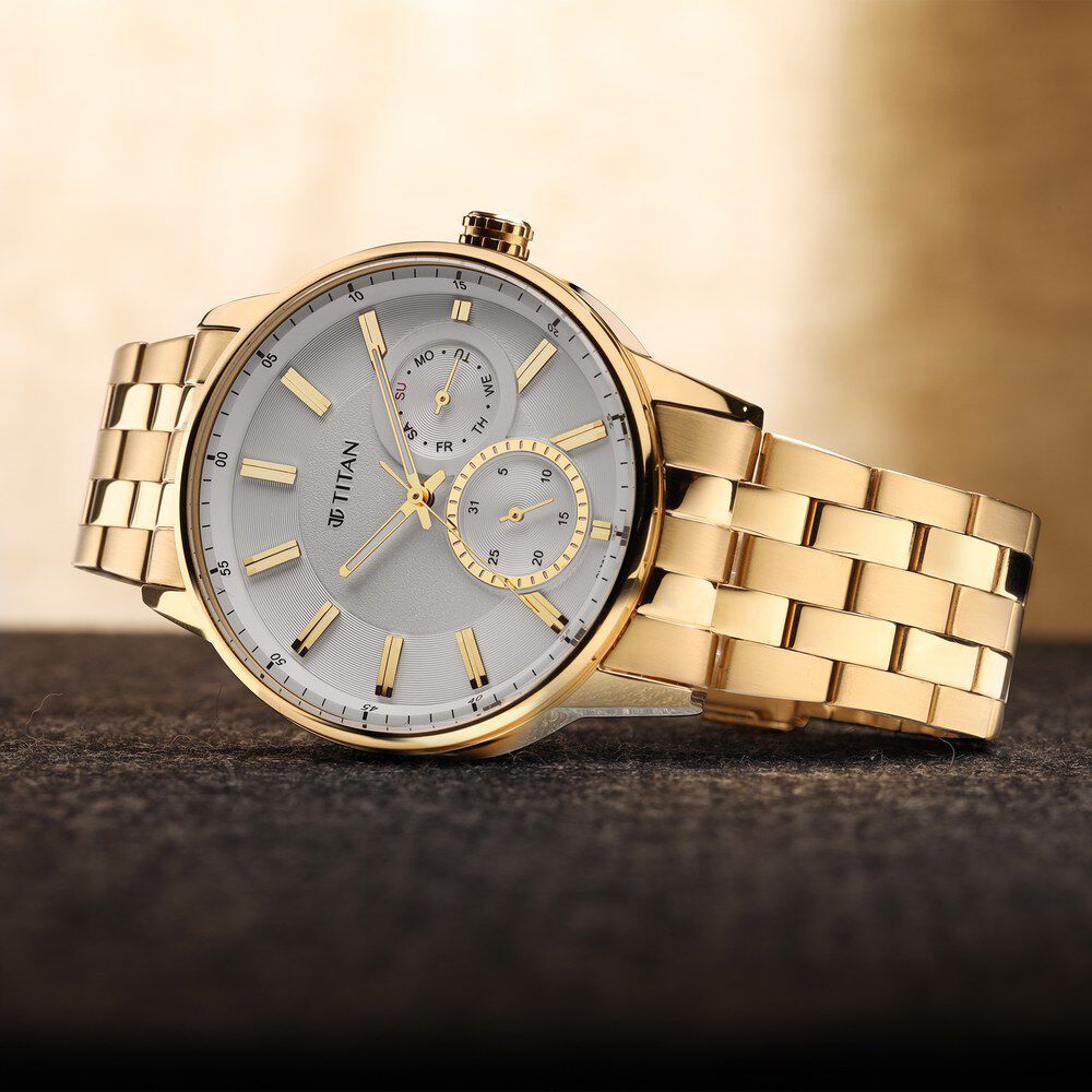 Gold watch white dial clearance