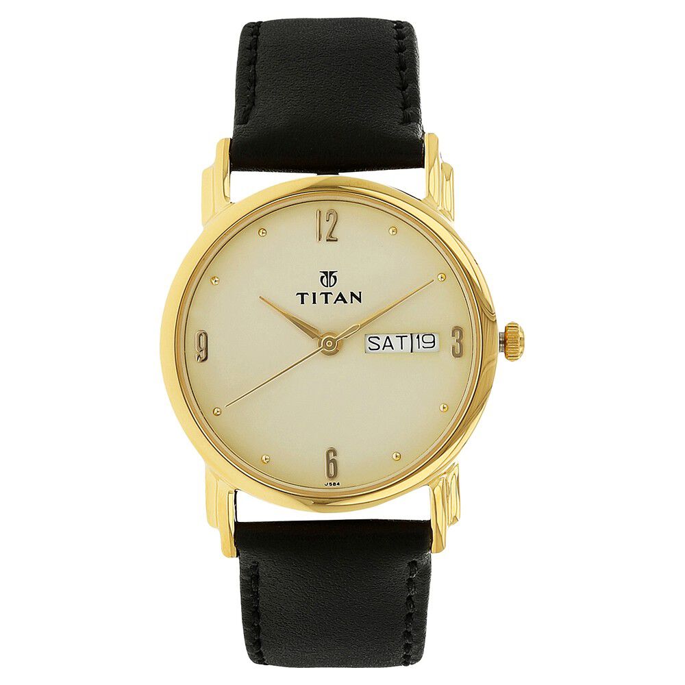 Titan 1580yl05j leather analog men's watch price on sale