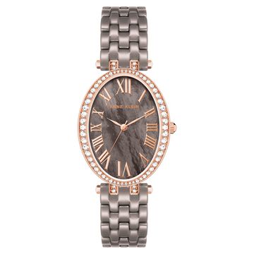 Anne Klein Quartz Analog Brown Dial Brown & Rose Gold Ceramic Strap Watch For Women