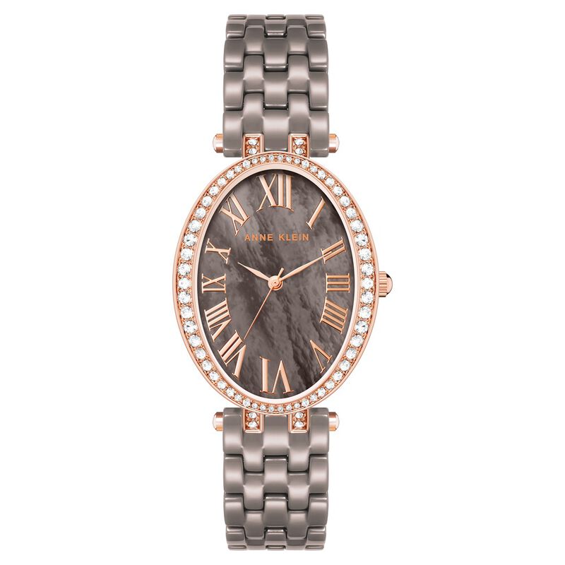 Anne Klein Quartz Analog Brown Dial Brown & Rose Gold Ceramic Strap Watch For Women