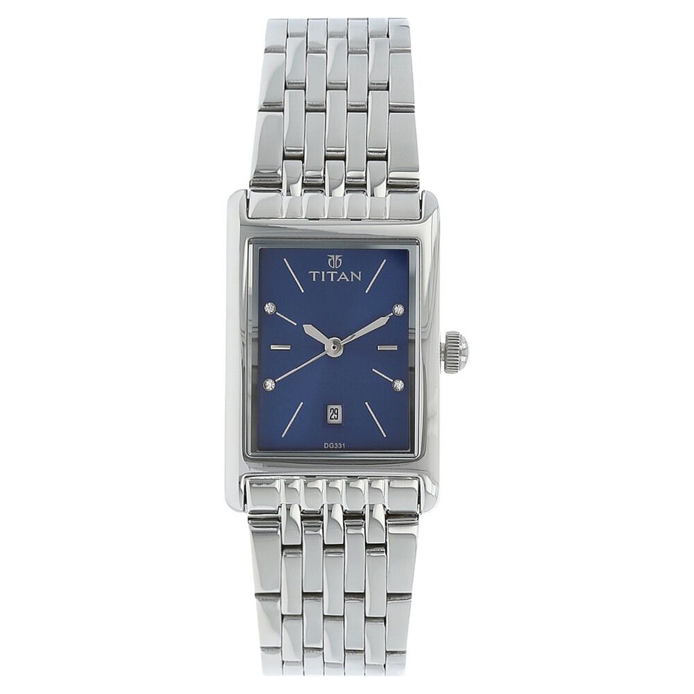 Buy Online Titan Workwear Blue Dial Analog Stainless Steel Strap watch for Women 2568sm02 p Titan