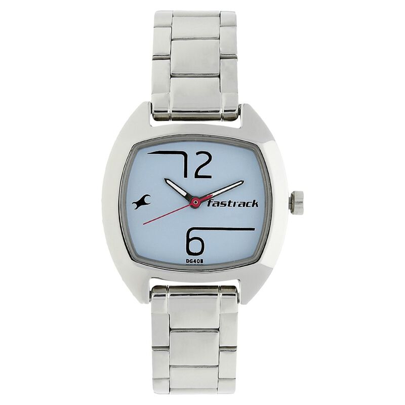 Fastrack Bare Basics Quartz Analog Blue Dial Stainless Steel Strap Watch for Girls