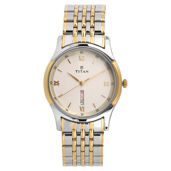Titan Analog with Day and Date Off White Dial Stainless Steel Strap watch for Men - image number 0